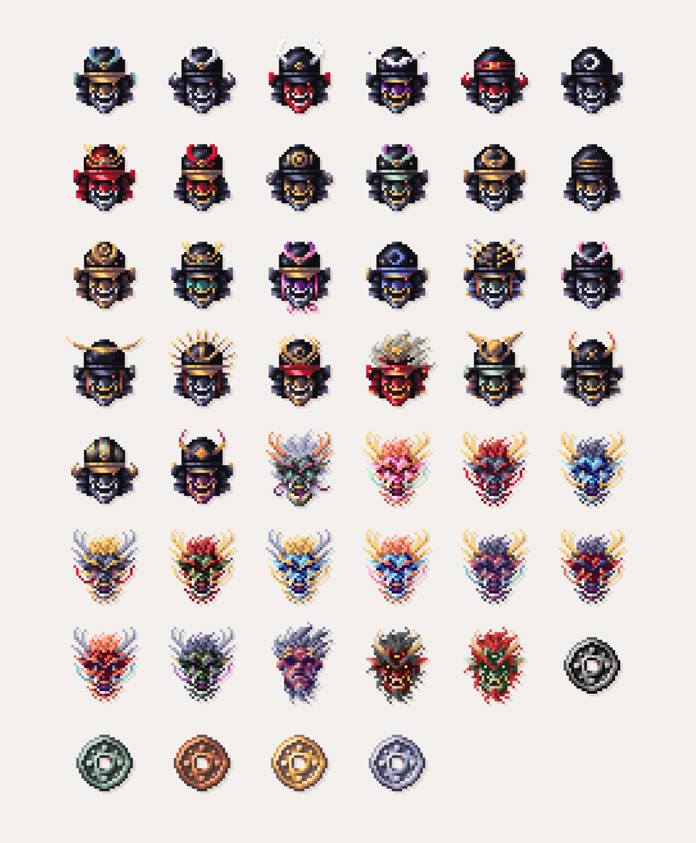xavotec's tweet photo. The Sengoku collection is growing. We're now at 46 individual pieces. Get yourself one at #opensea for 0.01 ETH if you would like to support me. More pieces will follow.

https://t.co/xvpoRQLJX9

#pixelart #NFT #NFTs #nftart https://t.co/bFeSuV2VYC