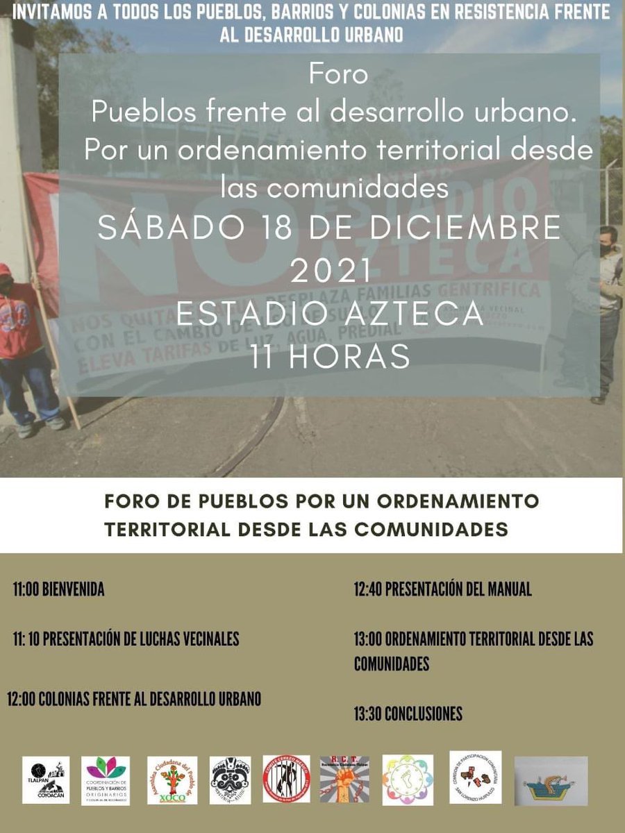 La unidad de los movimientos y las luchas sociales por la defensa de la ciudad y contra el abuso inmobiliario y la política neoliberal del gobierno, todas y todos a defender a la ciudadanía!