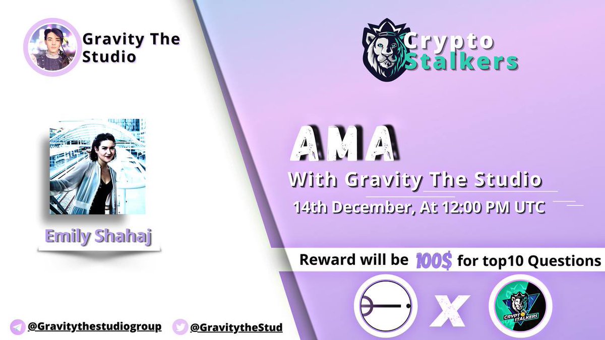 Zain_Onchain's tweet photo. 📢 We're thrilled to announce our next #AMA with @GravitytheStud on 14th dec at 12:00 PM UTC

💰 Reward Pool: 100$
📍 Venue: https://t.co/4koyOUms1v
〽️ Rules:
✅ Follow @StalkersCrypto &amp; @GravitytheStud 
✅ Like &amp; Retweet
✅ Comment Questions &amp; Tag 3 Friends with BEP20 address https://t.co/gDVwKW6y8q