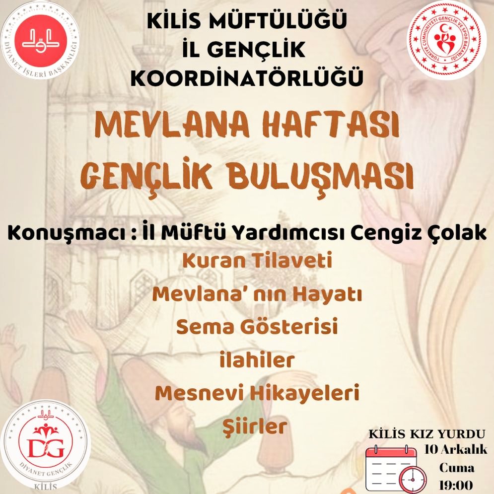 htcdrms_27's tweet photo. GSB Kilis Yurtlarında Barınan Tüm Öğrencilerimizin Katılımını Bekliyoruz 
#MevlanaHaftası 
#GSBKilis 
Yer: Kilis Kız Yurdu https://t.co/FOobYz0mcZ