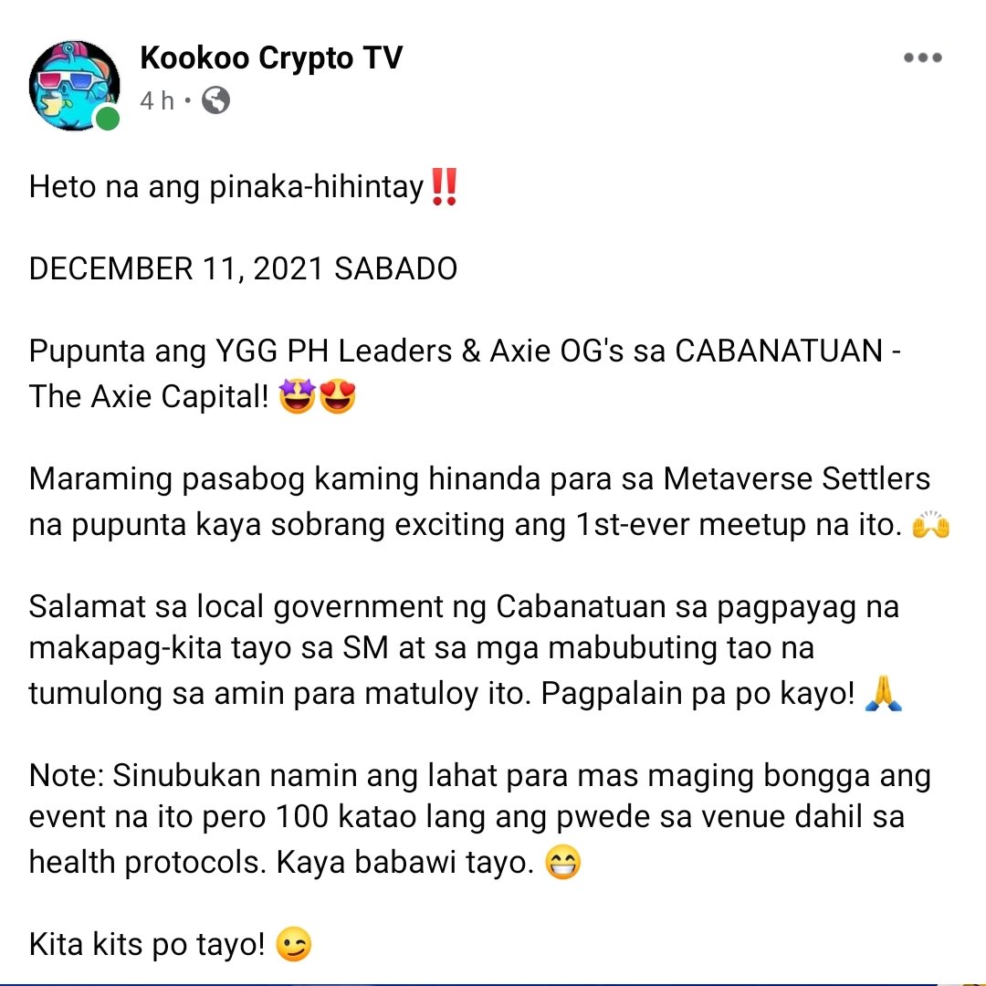 AlmostSerious's tweet photo. Halaaaa wait! Meet up in our City!! π±π±π± Halaaaa halaaa halaaaa πππ
Master @kookoocryptotv pwede po pajoin ples! #ASSGuild Represent! @AxieElon @axieASS https://t.co/QG0mIP9LAZ