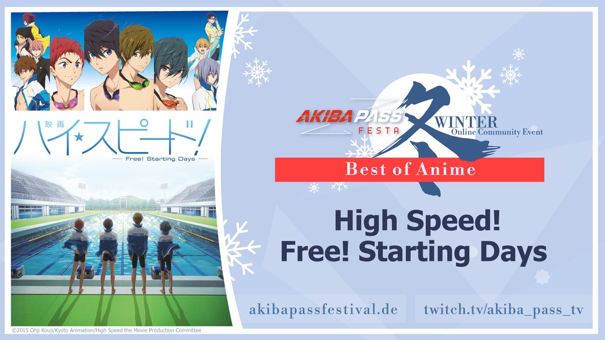 PepperAnime's tweet photo. #Free! #HighSpeed #StartingDays #BestOfAnime beim #AKIBAPASSFESTAWINTER vom 10.12. bis 12.12. LIVE auf https://t.co/hrhgE67pdY und https://t.co/J5ggfbkreq #HanabiStream #MatsuriStream #Anime #CommunityEvent // Tickets jetzt im VVK! https://t.co/POgDVExfsE