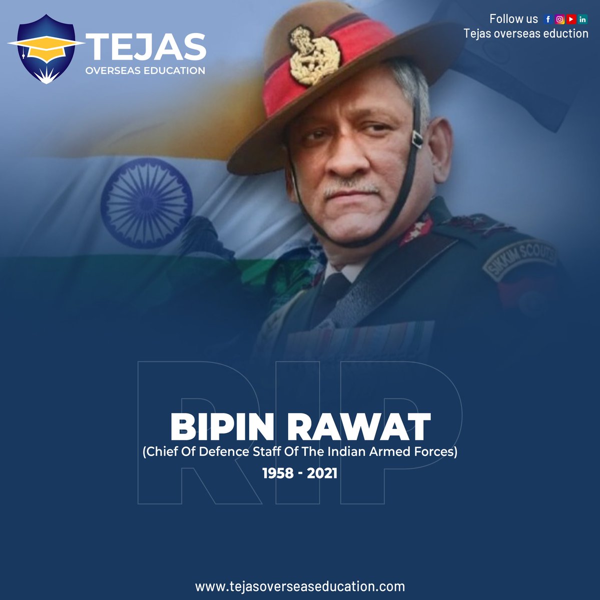OverseasTejas's tweet photo. पहली गोली हमारी नही होगी पर उसके बाद हम गोलियों की गिनती भी नही करेंगे- बिपिन लक्ष्मण सिंह रावत

हेलीकॉप्टर क्रैश में CDS बिपिन रावत जी का दुखद निधन देश के लिए बहुत ही दुखद दिन...🙏🙏
#BipinRawat #GeneralBipinRawat #sad https://t.co/ls6hjq0xLN