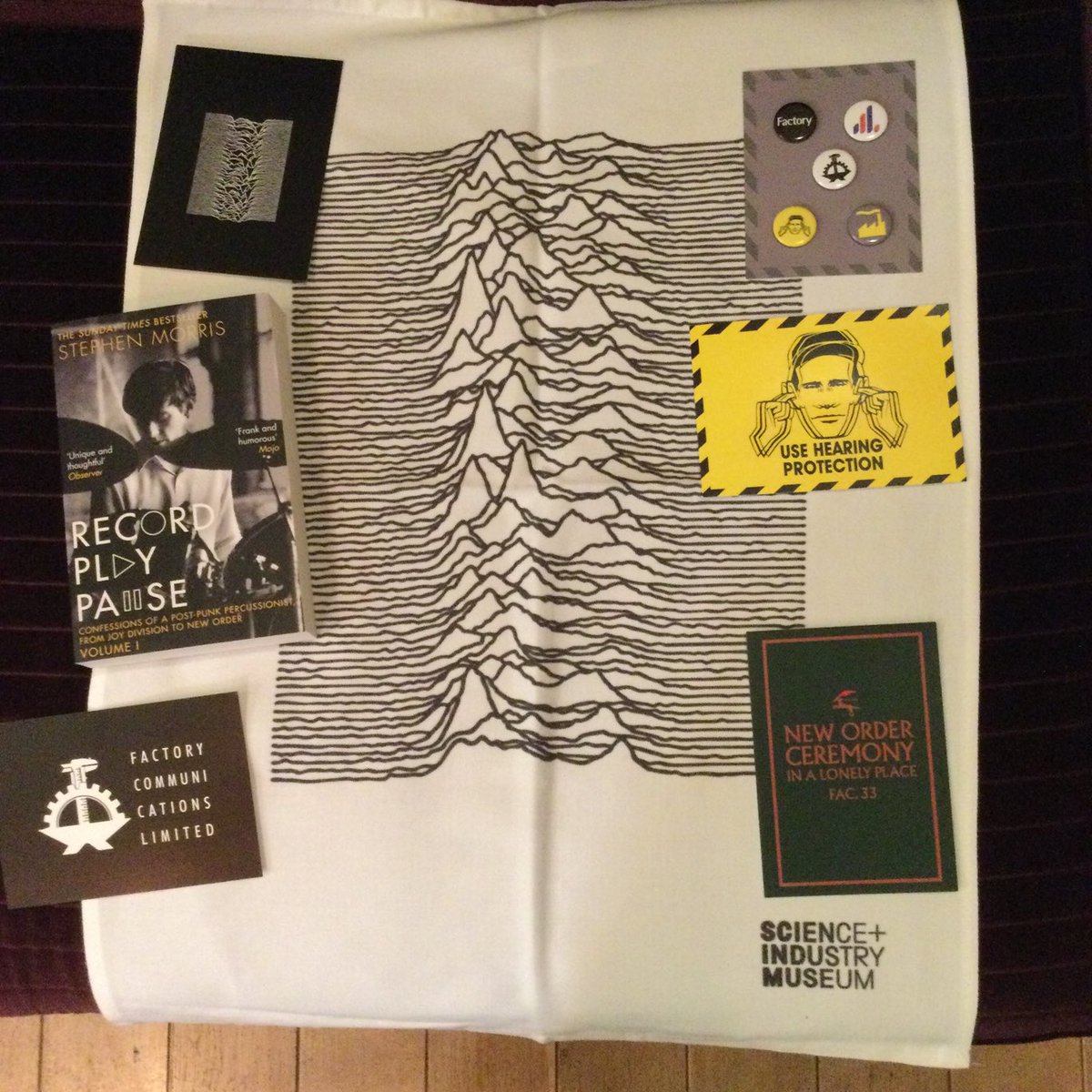 ellibin's tweet image. Exit through the souvenir shop at ⁦@sim_manchester⁩ #UseHearingProtection #FactoryRecords exhibition #JoyDivisionTeaTowel