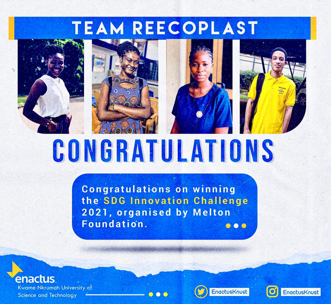 enactus_knust's tweet image. Congratulations to these resilient team members for winning the @SDGchallenge 2021, organized by the @MFGlobalCitizen!
Enactus-KNUST is proud of you ✨ 🎉

Link to the full post here:
linkedin.com/posts/enactus-…

#SDGchallenge #Enactus #sustainabledevelopment #recycled #innovation