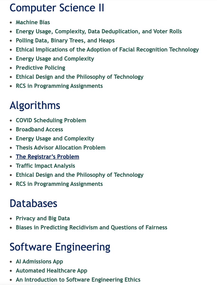 EvanMPeck's tweet image. 📢 A new resource for those integrating ethics/responsibility into existing CS curriculum 📢

Together with colleagues in CS/sociology/philosophy, we collected #ethicalCS modules, grouped them by topic/class, &amp;amp; wrote guides to support instructors interested in adopting them