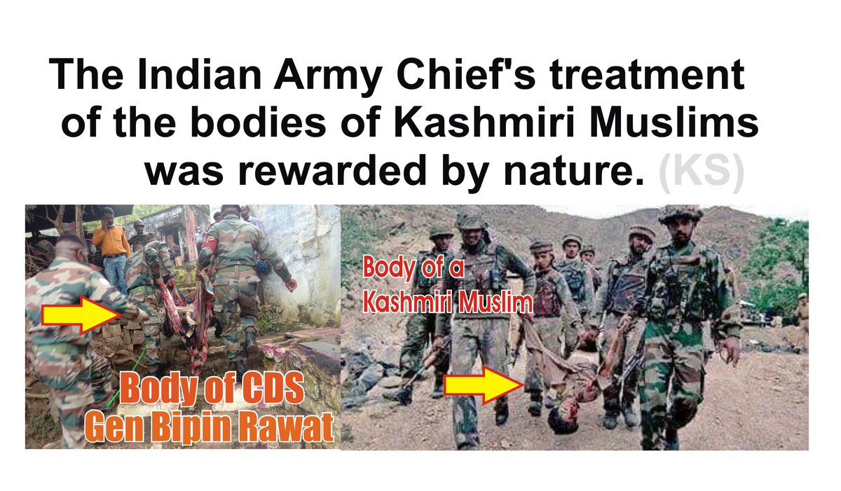 #BipinRawat had said that I will change DNA of Kashmiris , but today authorities are identifying his body by DNA.
#Karma