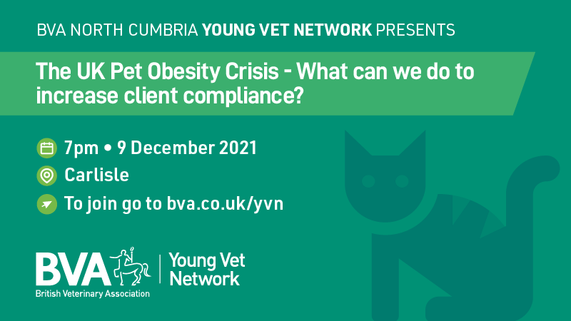 BritishVets's tweet photo. Tomorrow the BVA North Cumbria #YoungVetNetwork will be meeting to discuss pet obesity and what role #TeamVet can play in tackling the issue. Join them in Carlisle at 7pm. #YVN #CPD

More info: https://t.co/DiZGxdvIQr https://t.co/Ezc259Qhe0