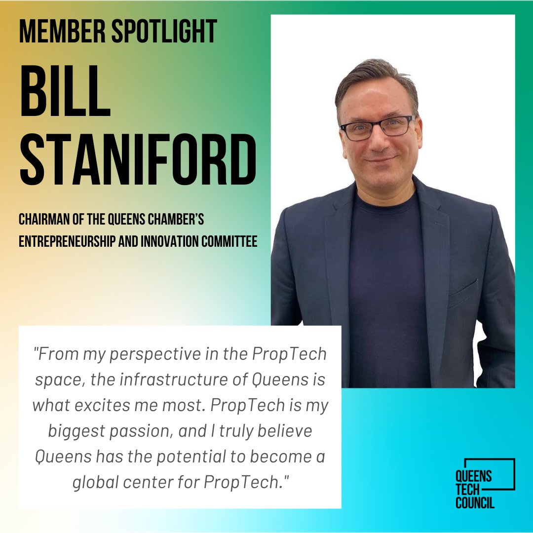 QueensChamber's tweet image. This week’s #QueensTechCorner features Bill Staniford, Chairman of the Queens Chamber’s Entrepreneurship and Innovation Committee. We spoke with Bill about his innovative work in the PropTech industry, as well as what makes him excited to be working in the Queens tech space.