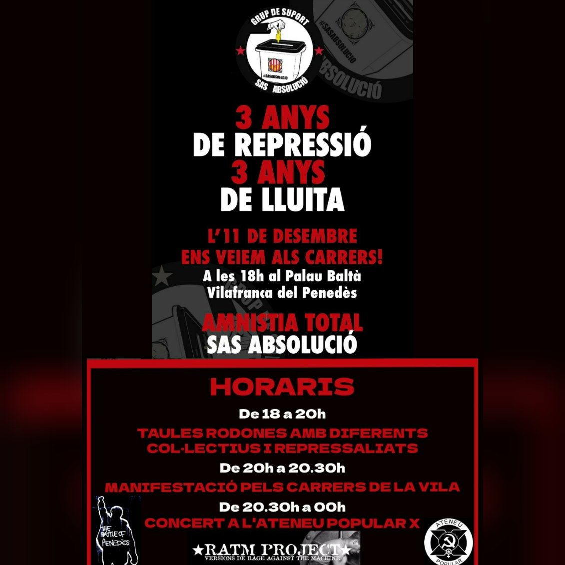 Bona tarda <a href="/govern/">Govern de Catalunya</a>,

Heu anat més enllà de la solidaritat selectiva que ens heu fet empassar fins ara 🤢
Sou la crossa servil de la #Injustíciaespanyola per empresonar independentistes.

Hi sereu aquest dissabte ❓

📣 Nosaltres, sí✊🏼

#sasabsolució
#CDRAccióDirecta
#CDRenXarxa