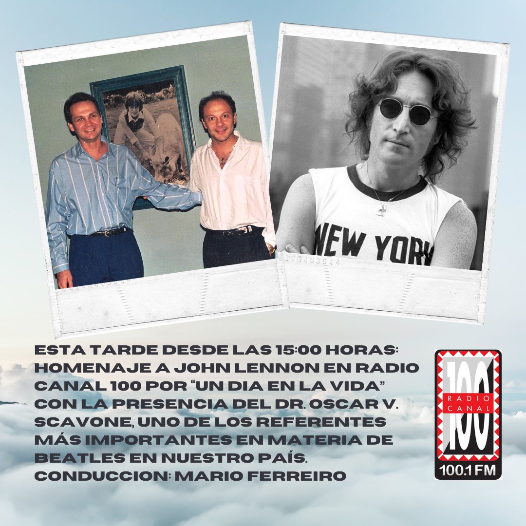 Mario Ferreiro junto al Dr. Oscar V. Scavone recuerdan a John Lennon en un aniversario más de su partida. <a href="/radiocanal100/">Radio Canal 100</a>