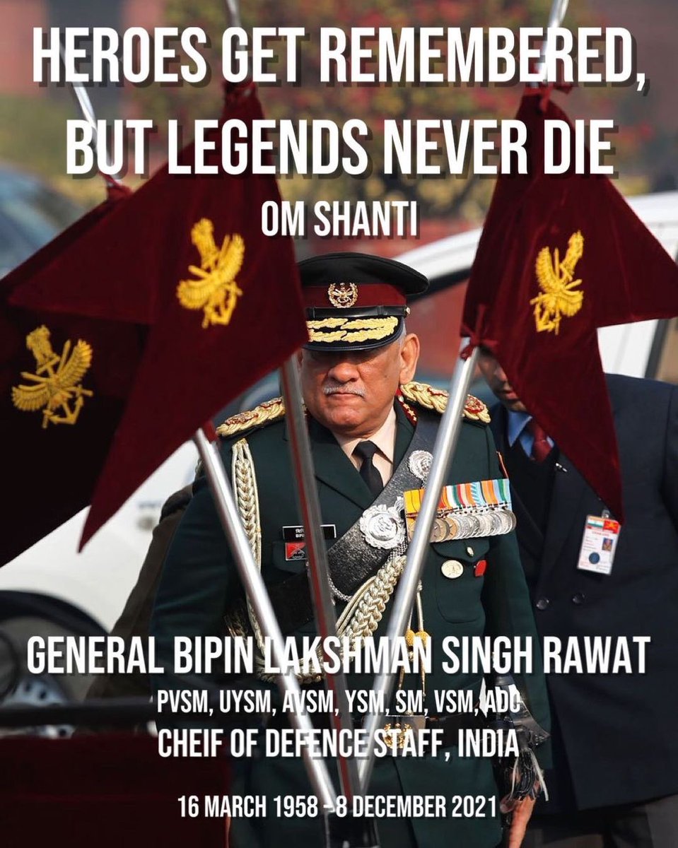 ravidotb's tweet photo. Heart Breaking and extremely Tragic day for the Indian Armed Forces and the country. 
Heartfelt Condolences and Salute to the great General, the lady, dashing Brig Lidder and all  who laid down their lives, big loss to the nation. Nation Always First. Gone too Soon. Om Shanti 💐 https://t.co/1moZfBeK8O