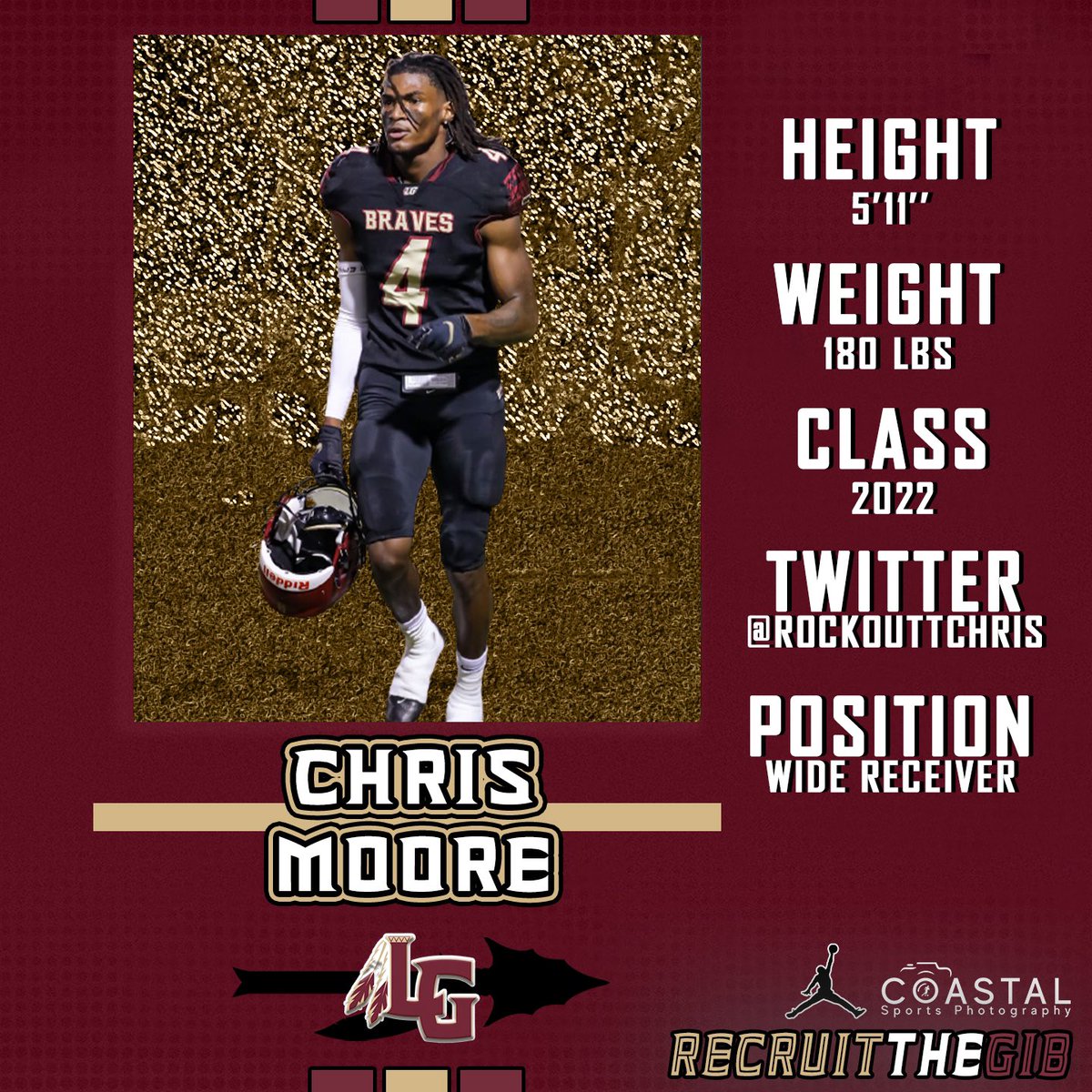 👤 Chris Moore
🐦 <a href="/RockOuttChris/">C4🧨</a> 
🎓 2022
🏈 Wide Receiver 
🎥 bit.ly/3oBbM6H

#BOE #RECRUITtheGIB