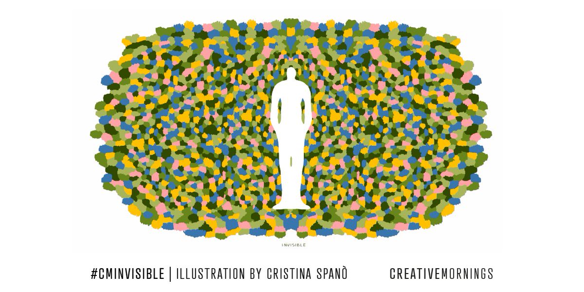 The invisible encompasses everything that does not fall within the hegemony of visibility. An entire world we cannot see exists but doesn't show itself. 
<a href="/Rome_CM/">CreativeMornings/RM</a> chose this month’s exploration of Invisible, and Cristina Spanó illustrated the theme. 
creativemornings.com/blog/meet-our-…