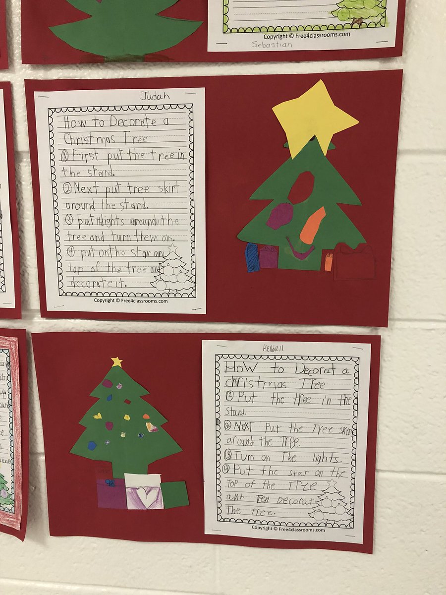 AmyTeachCoach's tweet photo. I love how these 2nd grade teachers tied procedural writing to some of this season’s festivities!🎄@chreagles #howtodecorateatree #howtocatchanelf https://t.co/FSlsdmrrK9