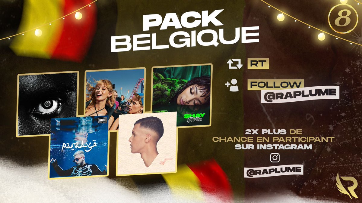 ShadesFrance's tweet image. 🎁 CALENDRIER DE L’AVENT 8/25

Un pack Belgique avec Stromae, Damso, Angèle, Hamza &amp;amp; Shay ! 🇧🇪 

Pour participer :

▫️ RT
▫️ Follow @raplume