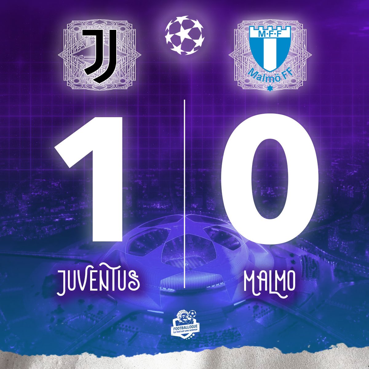 Footballogue's tweet photo. [#UCL] JUVENTUS 🇮🇹 1-0 🇸🇪 MALMÖ 

⏱ MI-TEMPS !

⚽️ Kean

#JUVMAL https://t.co/Ub5nctyCtf