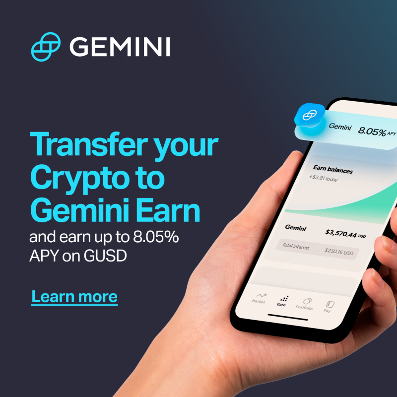 Gemini's tweet photo. 👉 Put your #crypto balance to work. With @Gemini Earn, you can receive up to 8.05% APY on your #cryptocurrency, including #stablecoins. Install now and starting earning!