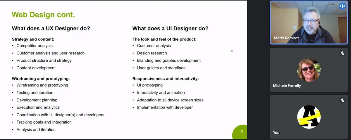 Thank you to Mr. Ramirez for talking with our students about a career in WebPage Design.  He was able to join us virtually and he brought with him a great deal of information. It is great to see our community giving back!