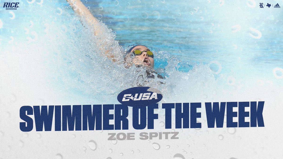 RELEASE | Zoe Spitz named Conference USA Swimmer of the Week!

📰 » riceowls.co/SpitzCUSAsow

#GoOwls👐 x #RFND