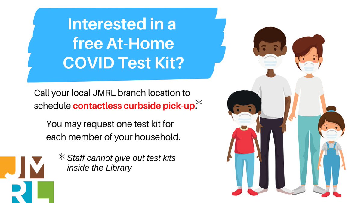 J_MRL's tweet photo. JMRL library branches have distributed 1,086 at-home rapid COVID-19 test kits as participants in the @VDHgov STACC pilot program. Need a COVID test? Learn more about scheduling same-day pickup at https://t.co/YC2yVwKiLw #jmrl #jmrlib #COVID19 #rapidtest #atyourlibrary https://t.co/VZLNHIyaLh