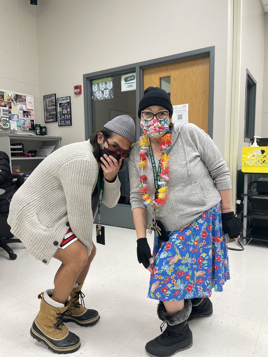 gchsAIM's tweet image. Show us a better swinter fit. Go on. We’ll wait. @MrNickCustodio &amp;amp; Mrs. Newman are hands down the swinter winners! #13DaysOfCheer #RamsLife