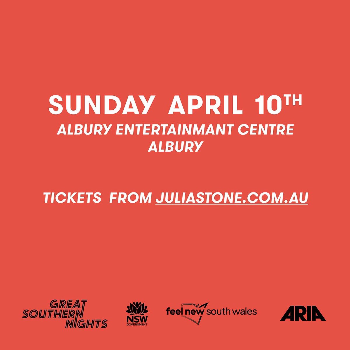 Excited to announce I’ll be performing as part of Great Southern Nights✨ at the Albury Entertainment Centre on April 19th 2022. Go to juliastone.com for tickets 💕 See you all soon xx #greatsouthernnights #feelNSW #feelnewsydney #arias