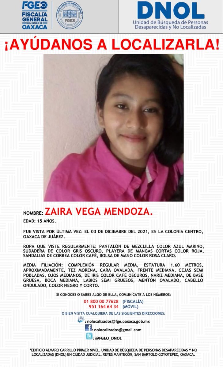 CBP_Colima's tweet photo. Pedimos de su valiosa colaboración para localizar a Zaira Vega Mendoza. 
Si tienes alguna información que pueda ayudar a encontrarla, comunícate con nosotros al número telefónico 312 323 5165 ó escríbenos al correo comision.busqueda.col@gmail.com
#HastaEncontrarles #Búsqueda https://t.co/4bhbmhxsT4