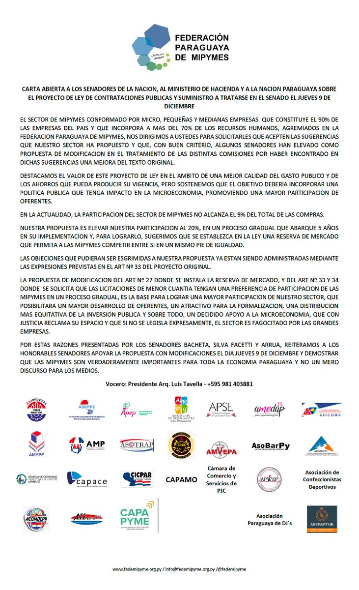 Ahora o nunca dignificar a las mipymes.
También queremos ser proveedores del estado.