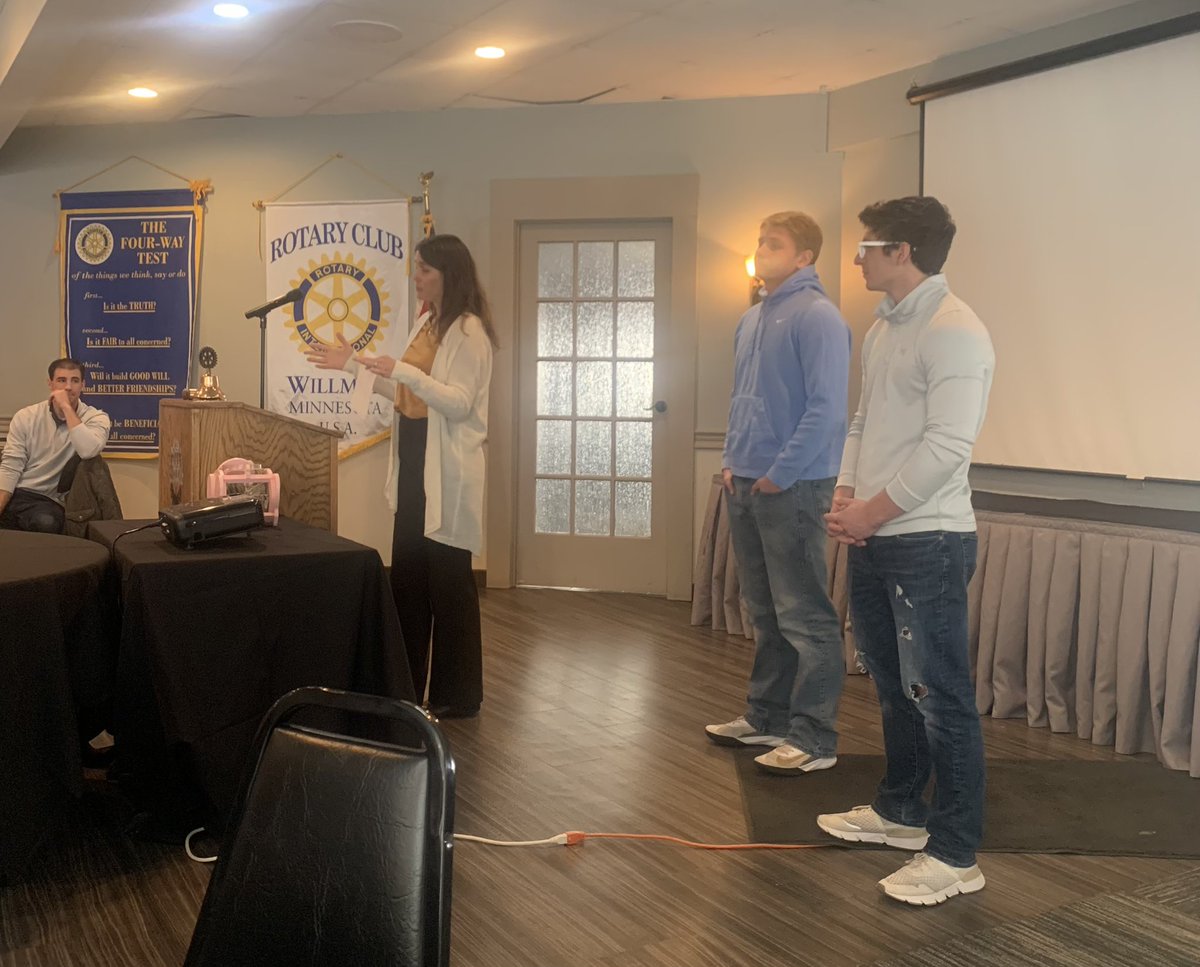 Supt_Adams's tweet photo. Today two NLS students and Mrs. Marxhausen shared their experiences with Youth Services & Peer Tutoring with the Willmar Rotary Club. We are super proud of this program. In addition, the experiences are aligned to the Rotary’s motto of “Service above Self.” #isd345 @Rotary https://t.co/lxYbl9wIQ8