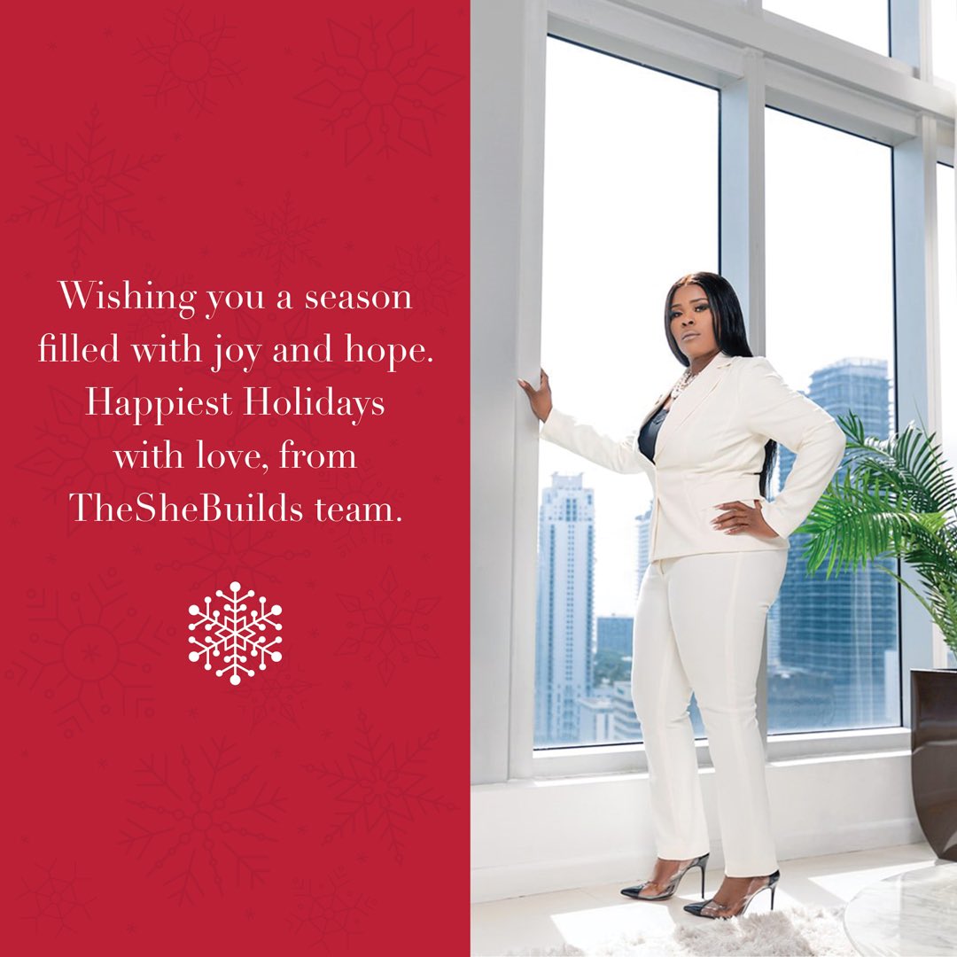 SheBuilds_KS's tweet photo. Wishing you a season filled with joy and hope. Happiest Holidays with love, from The SheBuilds team. 🎄

..
#HappyHolidays #KamaraStokes #shebuilds #realestatedeveloper #womeninconstruction #mortgragebroker #privateequitymanager #realestate #investmentproperty
#femaleentrepreneur https://t.co/cdoNrjg9EB