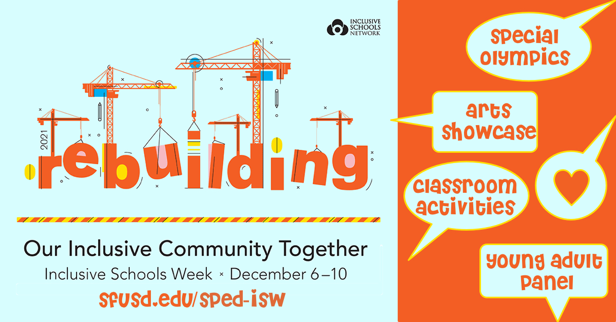 Happy Inclusive Schools Week!  Be sure to check out all the resources and upcoming district wide events on the Special Education website.  sfusd.edu/sped-isw

#sfusdisw
