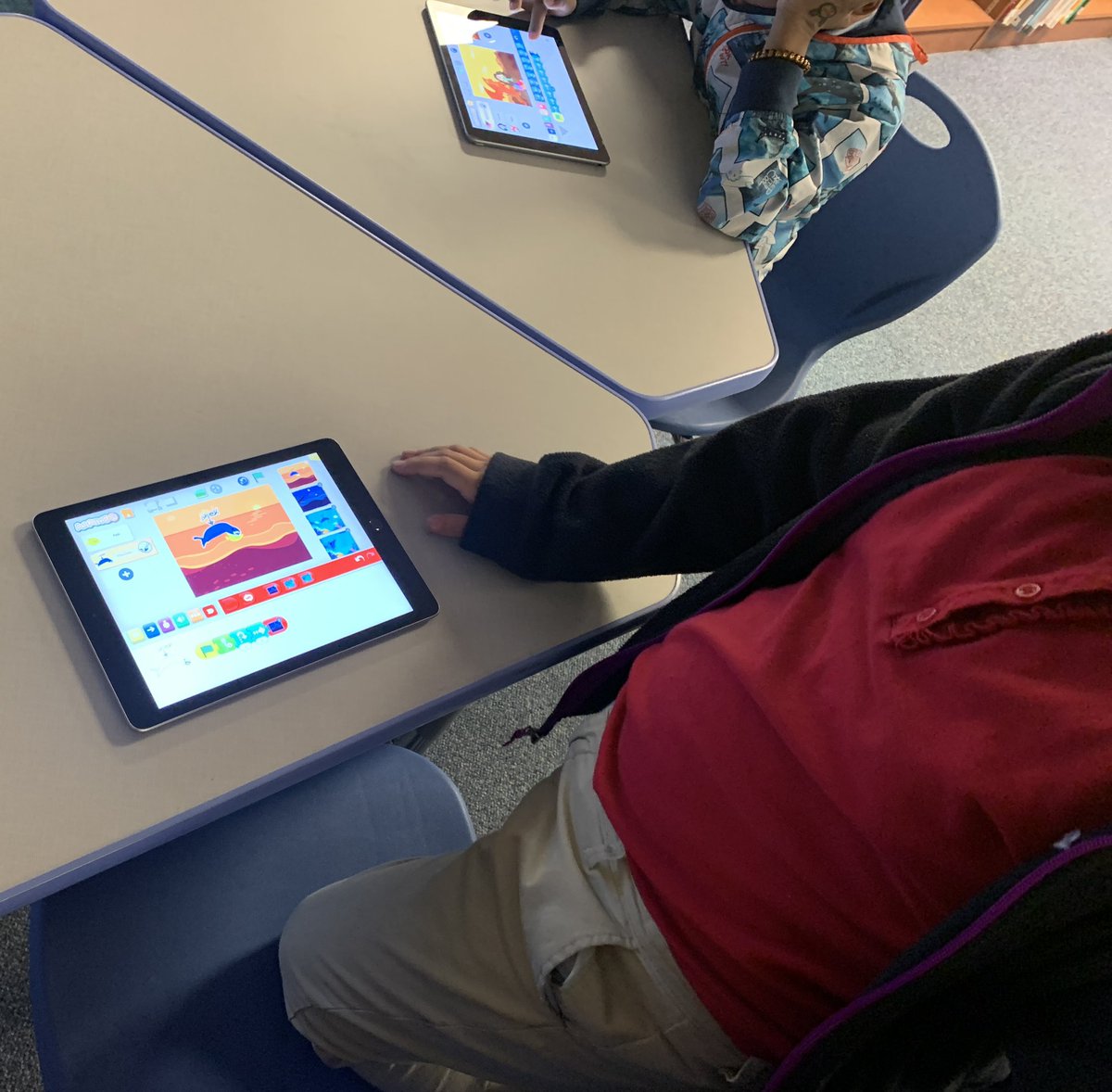 cindy_hundley's tweet photo. Third graders in Ms. House’s class tried their hand at coding today using @ScratchJr. Their creativity was off the chart! Next step, @scratch! @GutermuthES #JCPSDigIn #WeekofCode #JCPSLibrarians #GutermuthPride https://t.co/vEeH9HORcs