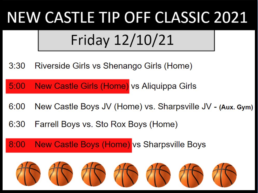 NewCastleSrHS's tweet photo. Make sure you're in the Field House for the Tip Off Classic 2021 to cheer on the RED HURRICANE and the LADY CANES!  #WeRNC @canes_cuz @NCNewsSports https://t.co/VqXfEnef6a