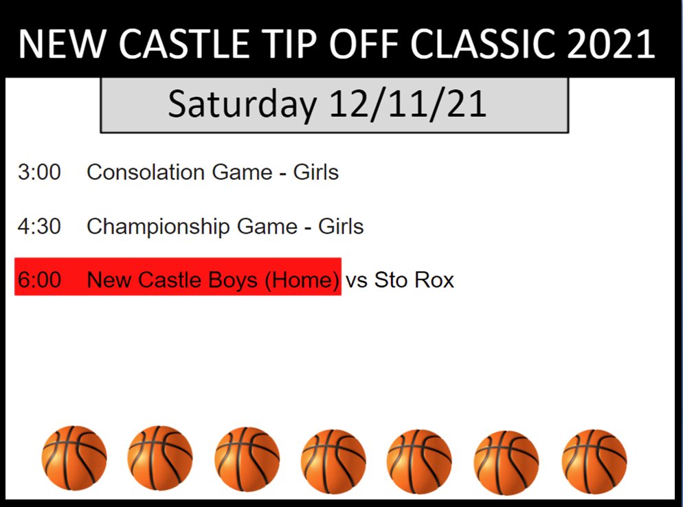 NewCastleSrHS's tweet photo. Make sure you're in the Field House for the Tip Off Classic 2021 to cheer on the RED HURRICANE and the LADY CANES!  #WeRNC @canes_cuz @NCNewsSports https://t.co/VqXfEnef6a