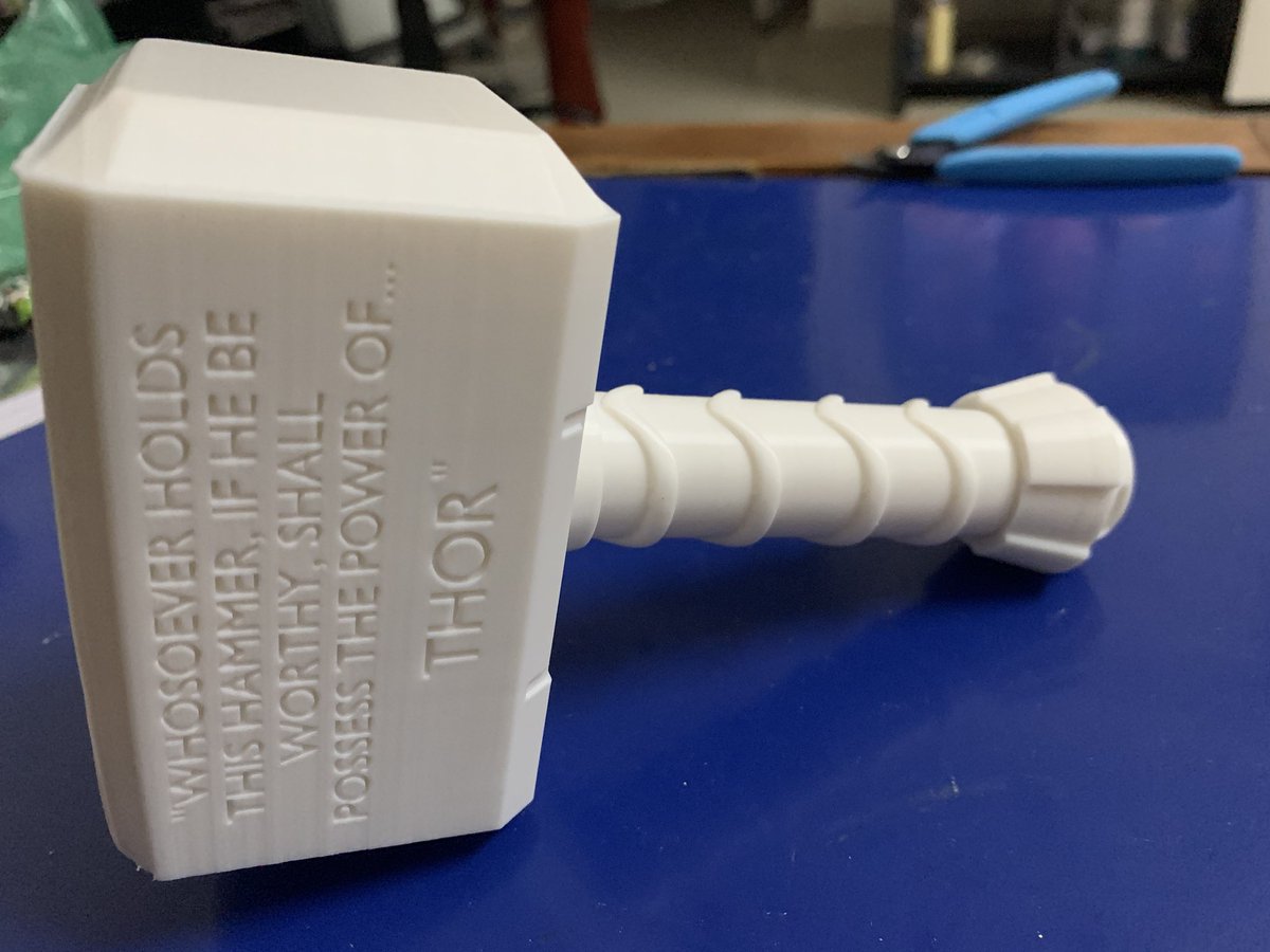 Kalantak_art's tweet photo. "hand size" Thor's Hammer Mjonir printed today!!! i m gonna paint this one! #3Dprinting #3dprinter #3D #thor #mjonir https://t.co/FBPlb9zYLx