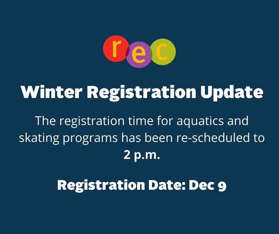 hfxrec's tweet image. Winter Registration Update: Due to the possibility of a winter weather event tonight and into tomorrow, the registration time for aquatics and skating has been re-scheduled tomorrow (December 9) to 2 p.m. to ensure the safety of our residents, guests and staff.
