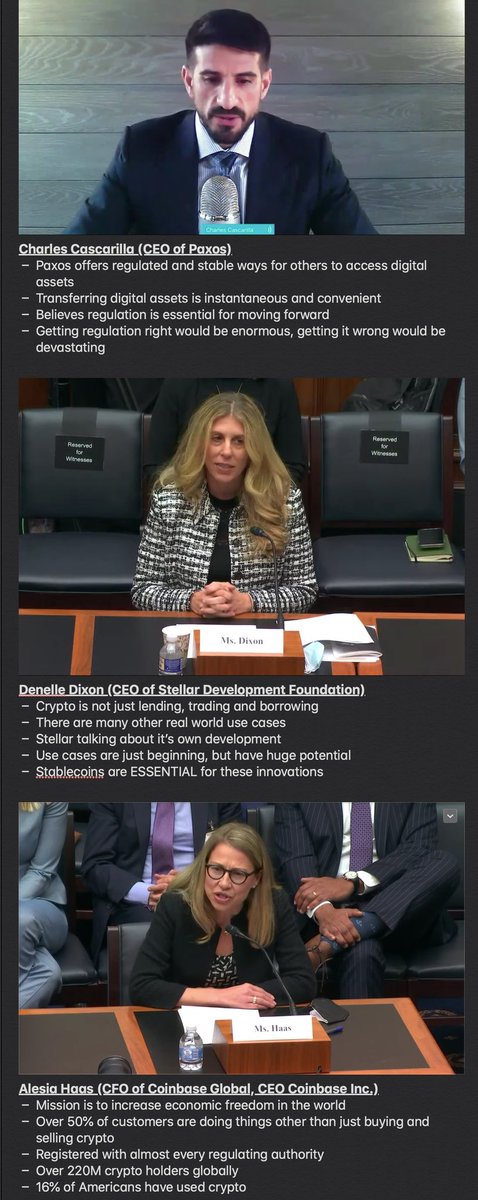 intern's tweet photo. Intern notes on todays Congressional Hearing on Crypto, mostly focused on:

- Stablecoins 💵
- Web3 adoption 🌐
- US future positioning 🇺🇸

And way too much more

@SBF_FTX <> @jerallaire <> @BrianBrooksUS <> @DenelleDixon <> Alesia Haas <> Charles Cascarilla https://t.co/rQiCVGuEjP