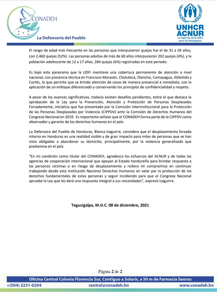 CONADEH's tweet photo. El #CONADEH conmemora cinco años operativos de la #UDFI como una
respuesta a las personas en riesgo o víctimas del desplazamiento forzado
interno.
Ver transmisión #EnVivo aquí:
👉🏻 https://t.co/tqGRoVqn0P https://t.co/2rKJNCIlov