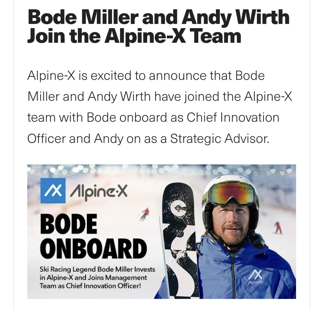 SkiRexMedia's tweet photo. Here's some good news in the industry, especially if you dig on the indoor scene. Shout outs to @AlpineXUSA, @AlpineXceo, @MillerBode, and Andy Wirth. That Fairfax Peak site should be good times!

#skiing #snowboarding https://t.co/uoMnFt493c