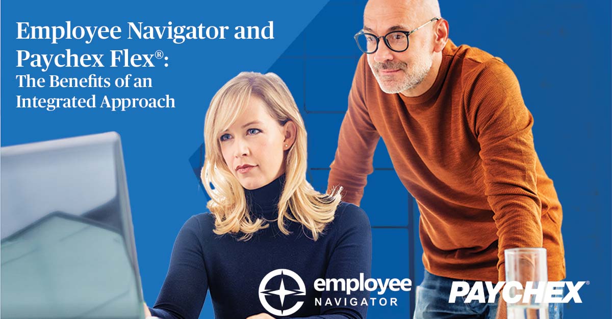 Enhance your benefits management with our simple solution. Paychex Flex now integrates with <a href="/EmployeeNav/">Employee Navigator</a>, enabling you and your broker to administer employee enrollment, benefit deductions, demographic changes and more. Find details at: bit.ly/3ozNSIw