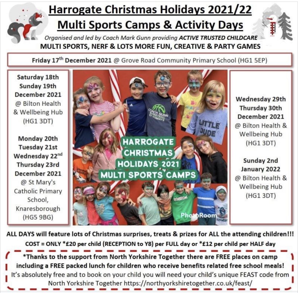 coachgunnbball's tweet photo. Need extra time to prep for Christmas? Not wrapped those presents yet? Looking for an active day for your child to attend… then please visit Harrogate & Knaresborough Christmas Holidays 2021 Multi Sports Camps & Activity Days https://t.co/uly7XuGfAi
#FEASTiveFUN #HAF2021 https://t.co/5thEcue6tf