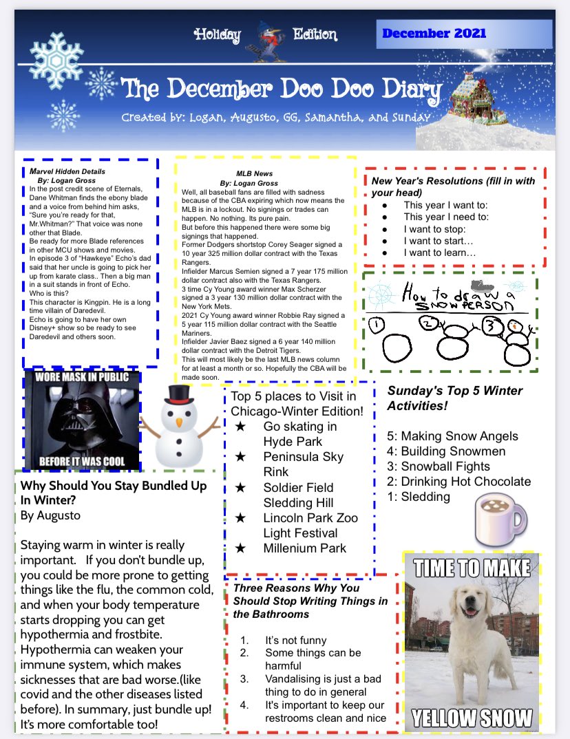 The December Doo Doo Diary hit the stalls today! #carusoway <a href="/109caruso/">Caruso Middle School</a> #stallstreetjournal #kidswrite
