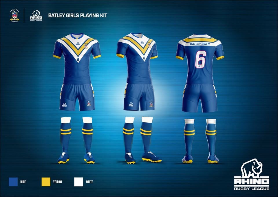 BatleyARLFC's tweet photo. 🚨Kit Launch!🚨
Here is our new fantastic @Rhino_RL playing kit. We cannot wait to see our players in this! 
We are looking for sponsors across our age groups…please get in touch if you can help 😊🔵⚪️🏉 https://t.co/ijHCyoSO23