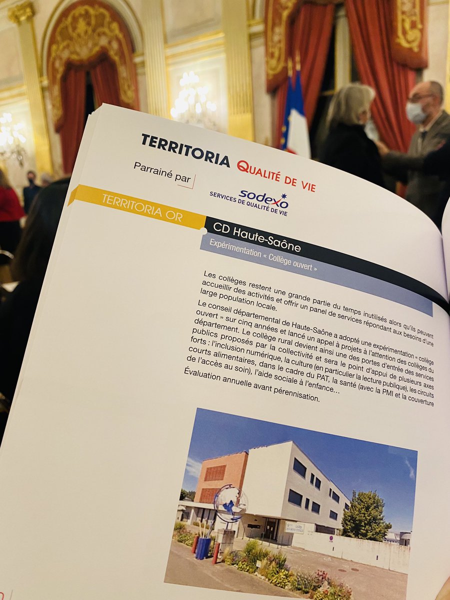 🏆🏆 2 prix territoria d’or 🥇🥇 remis ce soir à l’assemblée nationale pour les collèges ouverts et la bourse forestière numérique 
Deux idées du labo rural mises en œuvre en Haute-Saône : une belle reconnaissance nationale !