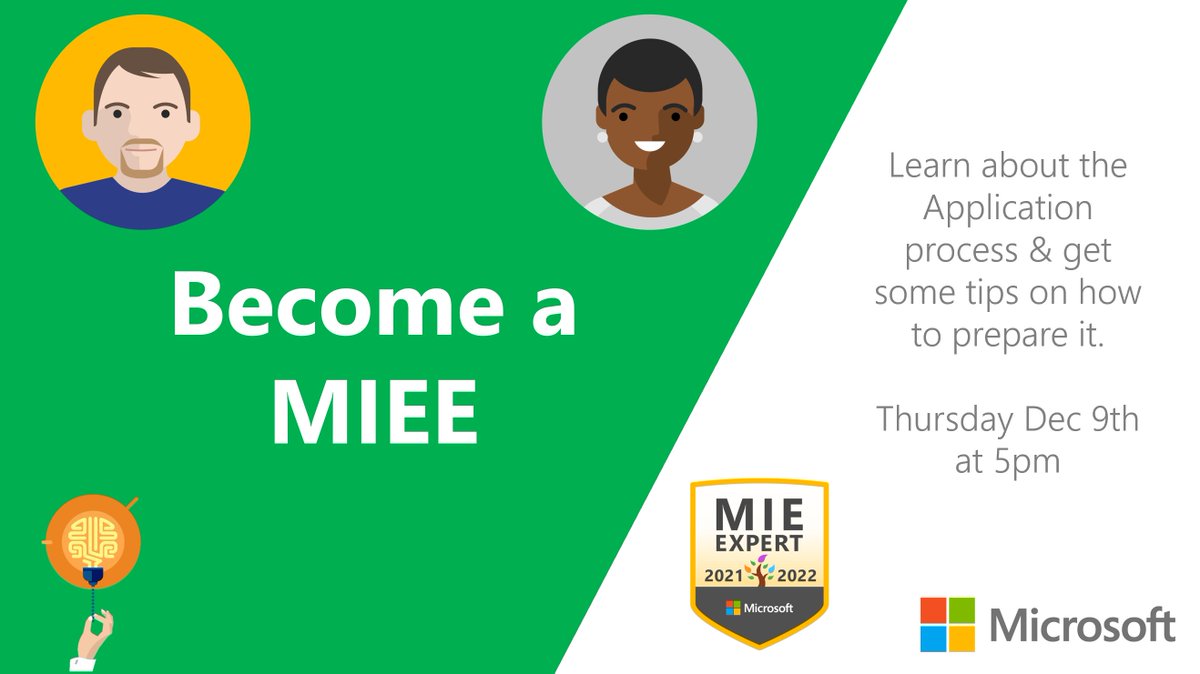 MsKBurke1's tweet image. Due to the disruption yesterday you can now join me
 tomorrow for another information session about our #MIEExpert program with some tips and tricks for how you can apply 

📆 Thursday, December 9th at 17:00 (GMT Dublin)

🔖Simply join us at this link: aka.ms/MIEEIrlDec