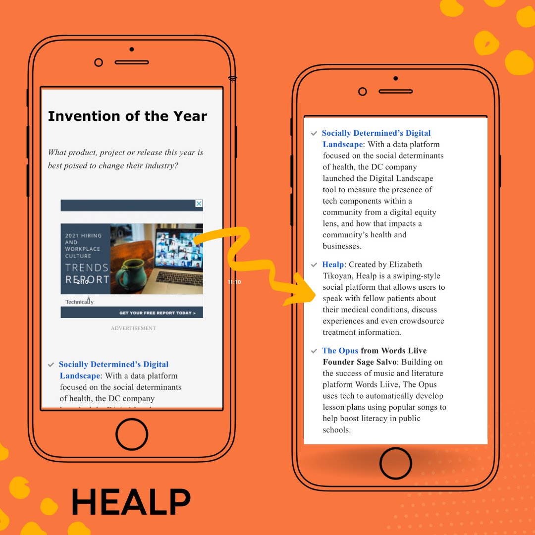 Hey Healp family! We were just nominated for “ Invention of the Year”. It would mean so much if you could vote for Healp and share the link with your networks!

Voting ends end of the day today, December 8th!! buff.ly/3rKdnJj

#chronicillness #chronicdisease