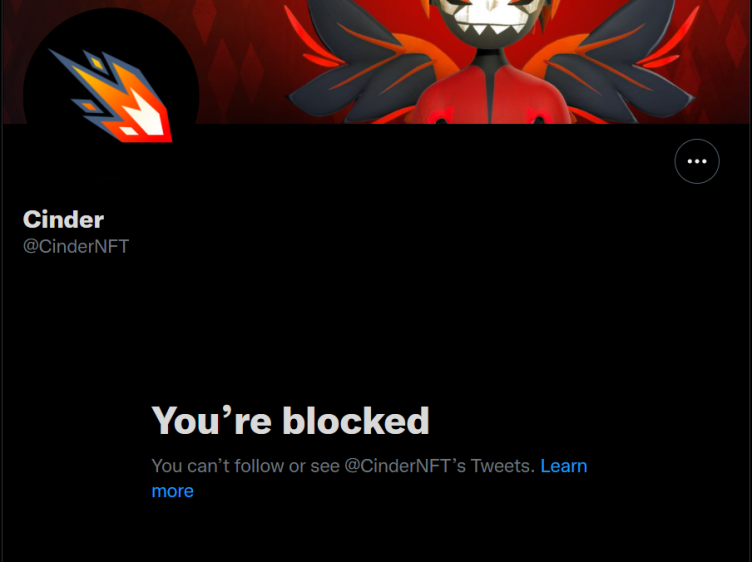 Cindernfts's tweet photo. Imposter account blocked us. Probably because they're jealous we didn't buy our followers. :( Please remember that @CinderNFTs is our official twitter. https://t.co/sxam6W6LLb