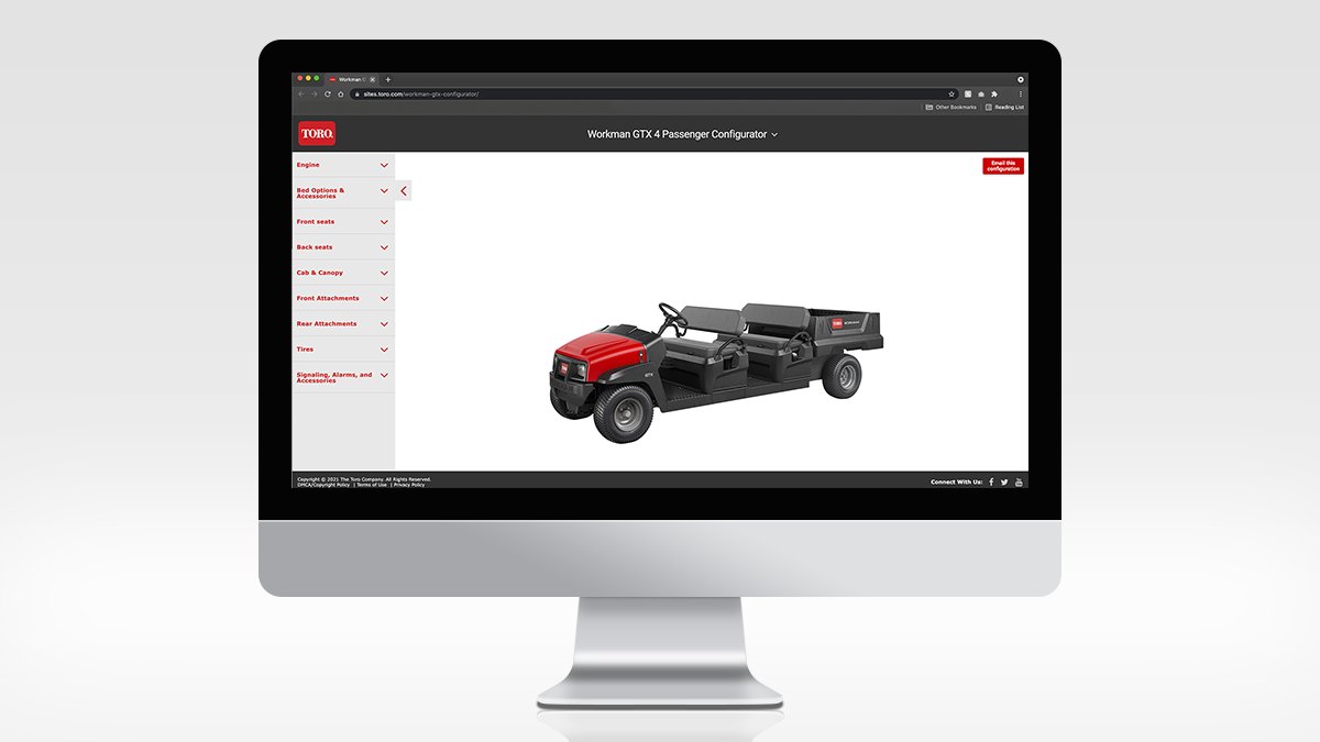 Toro Grounds (@torogrounds) on Twitter photo Better envision your ideal machine using the Workman GTX Configurator. As you choose different features, the configurator adapts to portray exactly what your GTX would look like. Go ahead, give it a shot: toro.biz/6012Js3eO Better envision your ideal machine using the Workman GTX Configurator. As you choose different features, the configurator adapts to portray exactly what your GTX would look like. Go ahead, give it a shot: toro.biz/6012Js3eO