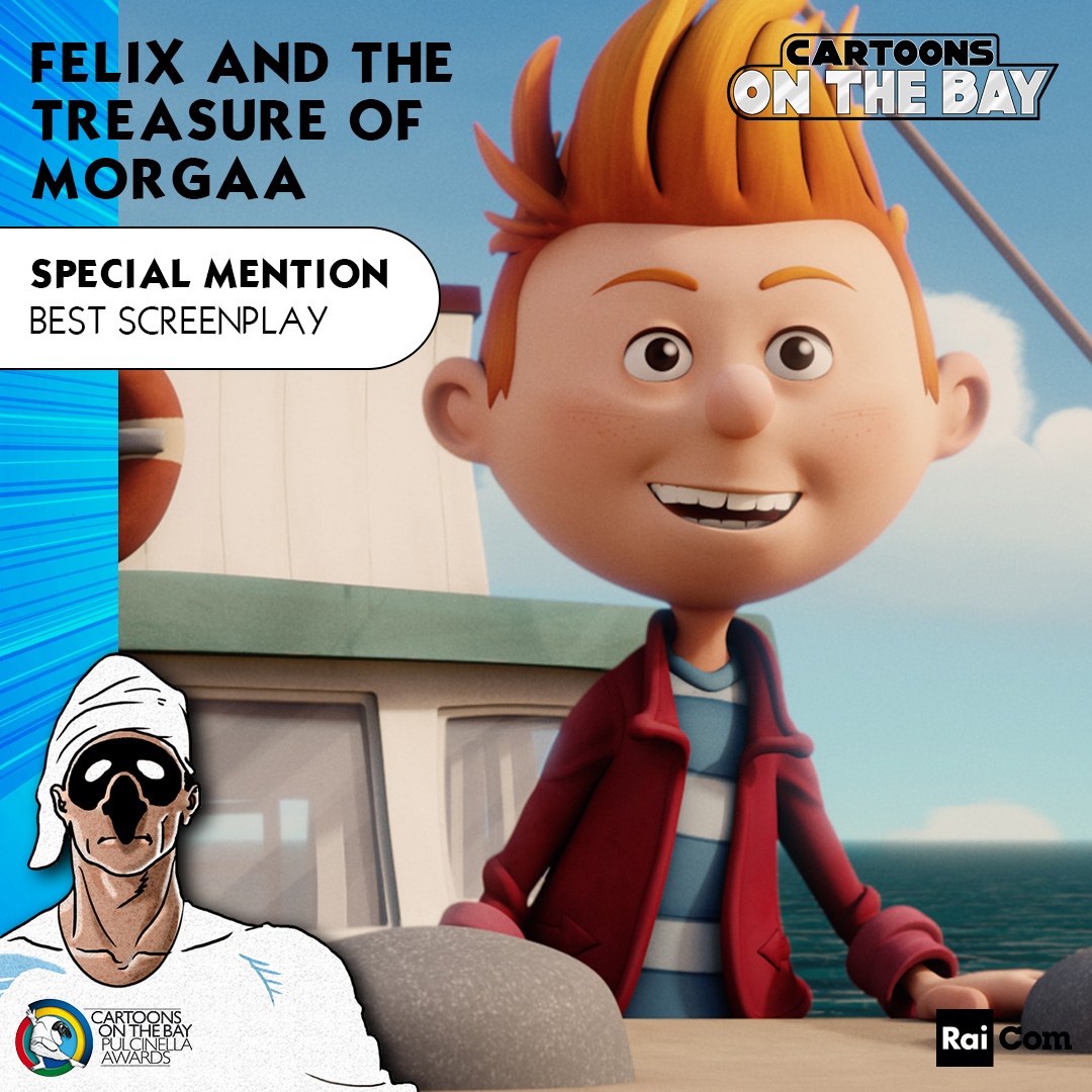 10eAve's tweet photo. Félix et le trésor de Morgäa a reçu une mention spéciale pour le meilleur scénario au festival Cartoons on the Bay dans le cadre des Pulcinella Awards en Italie!🇮🇹 Félicitations au scénariste Marc Robitaille🎉 #COTB21 #CartoonsontheBay https://t.co/SP7a9kSSAY